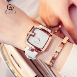 Ladies Watches For Women Watch Women Top Brand Luxury Leather Square Clock relogio feminino saat white