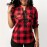 Women Plaid Shirts Long Sleeve Blouses Shirt Office Lady Cotton Lace up Shirt Tunic Casual Tops red s