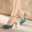 SOHI 1 Pair PU Buckle Strap Pointed Toe Thin Heel Pumps High Heels Sandals Women'S Shoes blue 35