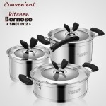 Stainless steel pot set three-piece French right angle gift set soup pot pan hot pot