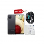 Samsung Galaxy A12, 6.5", 128GB + 4GB(Dual SIM), 5000 MAh, Black + Smart Watch & Airpods